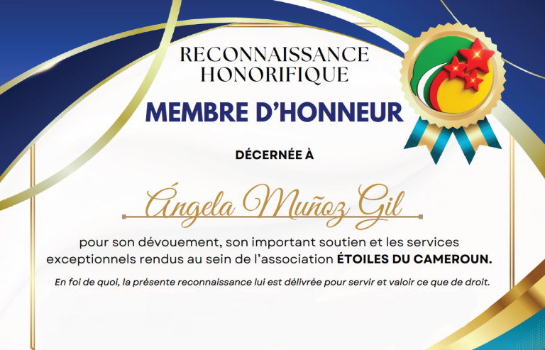 Nombramiento de Miembro de Honor de la asociación Étoiles du Cameroun